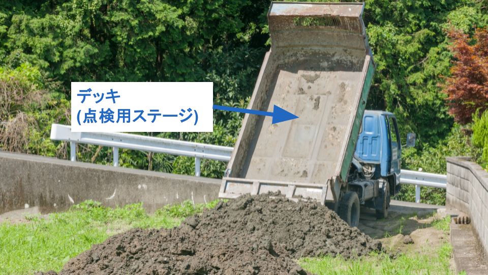 ダンプ荷台のデッキ（点検用ステージ）
