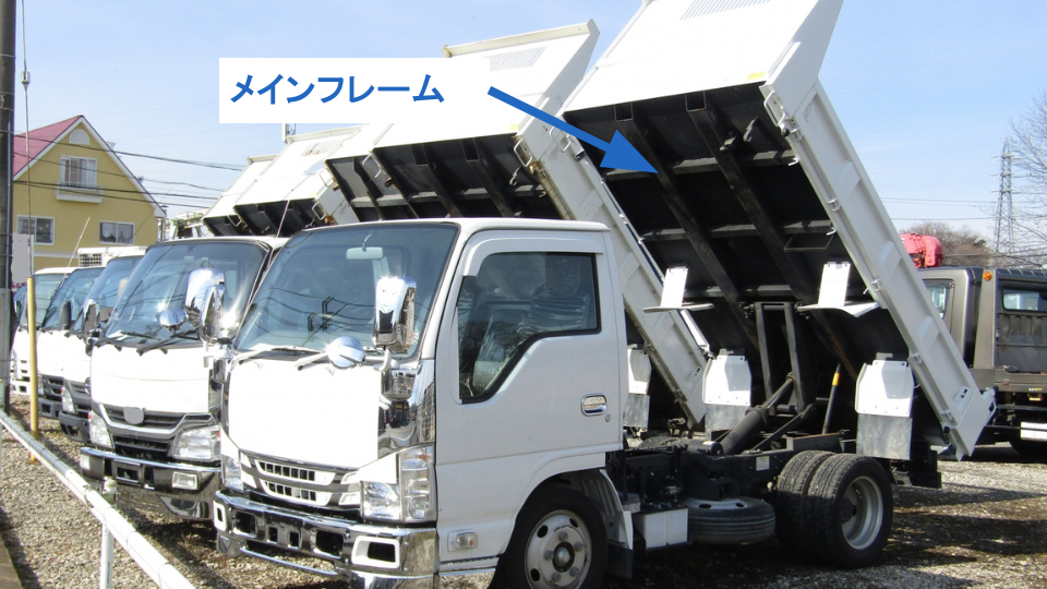 ダンプ荷台のメインフレーム