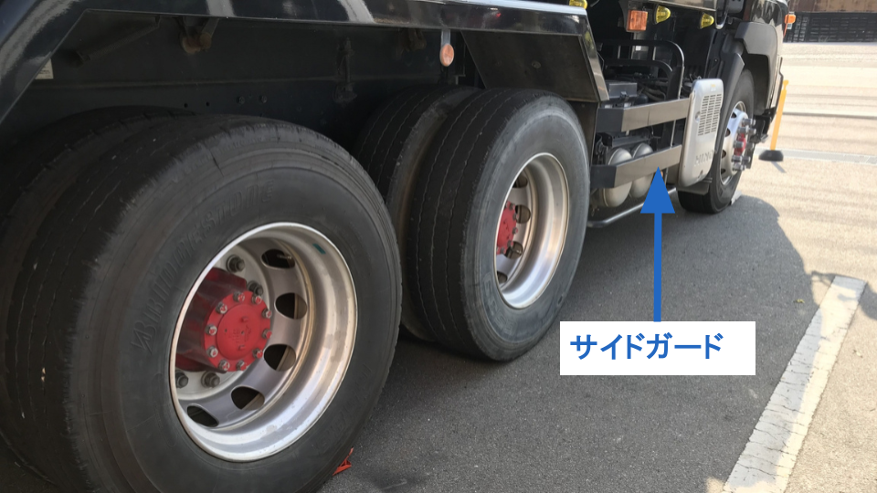 ダンプ荷台のサイドガード